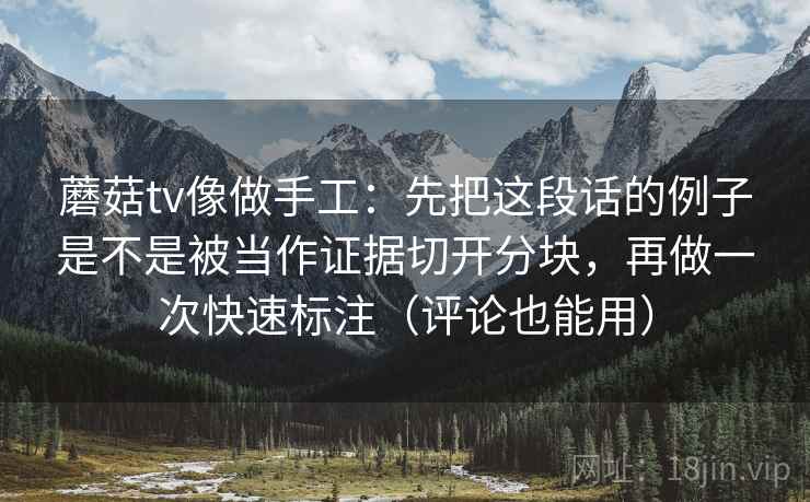 蘑菇tv像做手工：先把这段话的例子是不是被当作证据切开分块，再做一次快速标注（评论也能用）